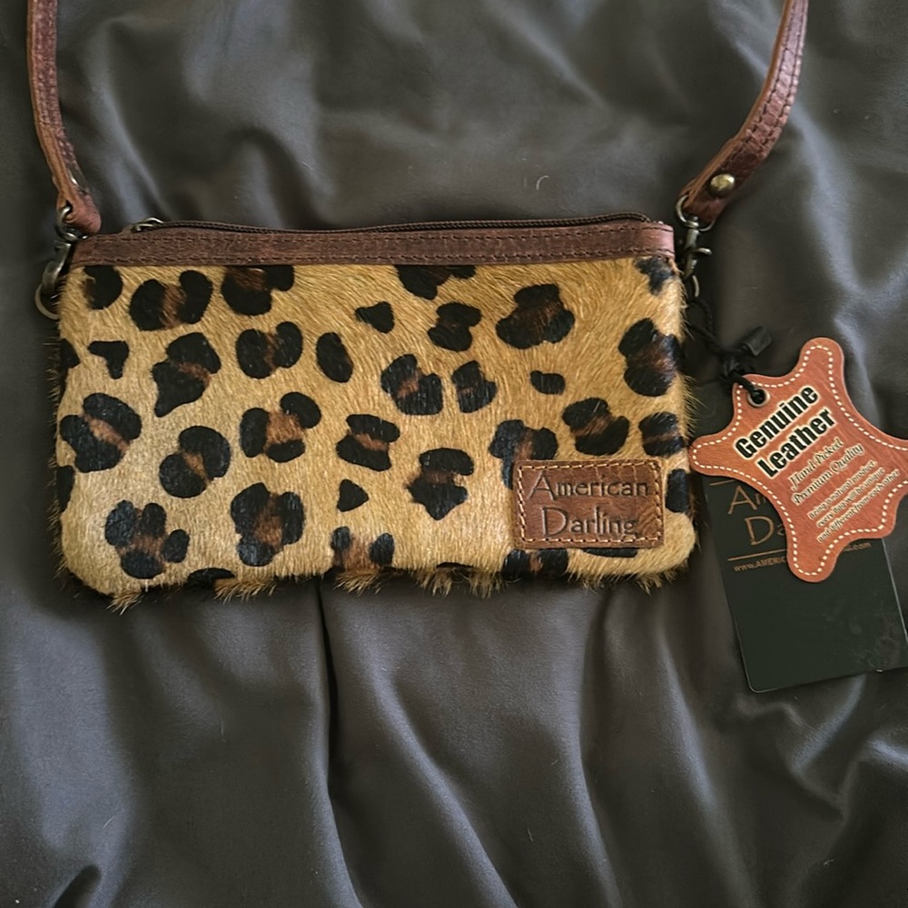American Darling Small Crossbody Hair On Genuine Leather Crossbody Leopard